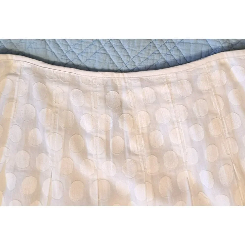 AGB  6 White Cotton Tone on Tone Polka Dot A-Line Side Zip Border Lined Skirt